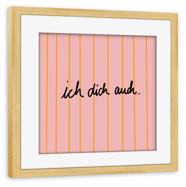 Poster mit Rahmen kiefer "Ich dich auch - bunt" artboxONE - Buchstaben / I - Ichdichauch,Ich,Dich,Auch,Liebe,Ichliebedich,Utearnold,Hejibiza