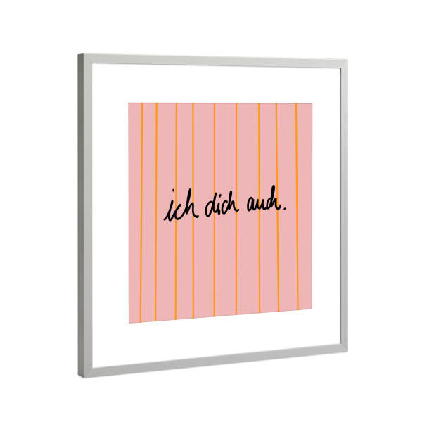 Poster mit Rahmen Silber "Ich dich auch - bunt" artboxONE - Buchstaben / I - Ichdichauch,Ich,Dich,Auch,Liebe,Ichliebedich,Utearnold,Hejibiza