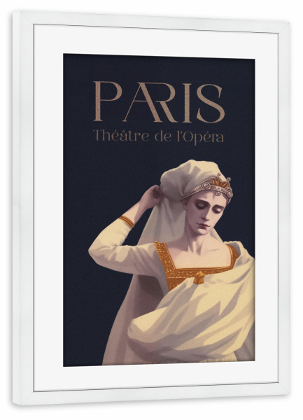 Poster mit Rahmen weiß "Paris - Theater de L'Opera" artboxONE - Städte / Paris - Oper,Opernhaus,Musik,Theater,Paris,Frankreich