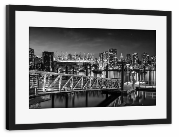 Poster mit Rahmen schwarz "Vancouver False Creek | Monochrom" artboxONE - Reise,Schwarzweiß,Architektur,Städte / Weitere