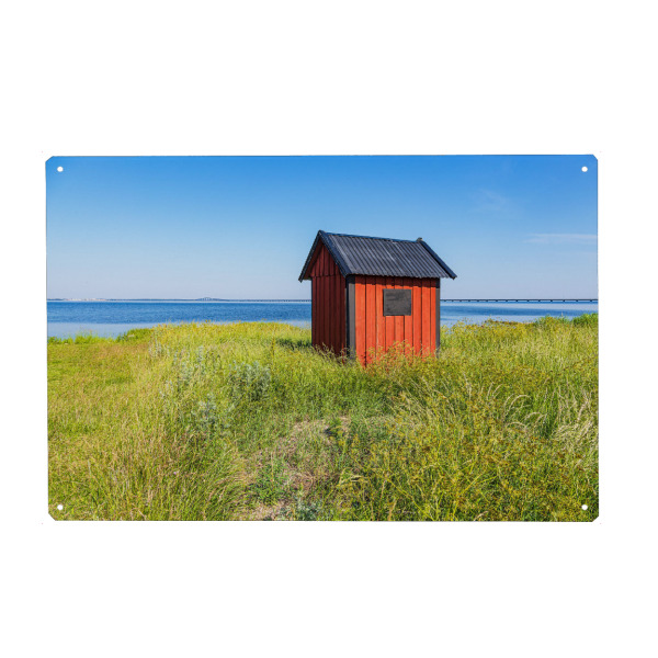 Metall Poster "Rote Holzhütte in Färjestaden" artboxONE - Natur,Reise,Architektur,Reise / Strand und Meer,Reise / Länder