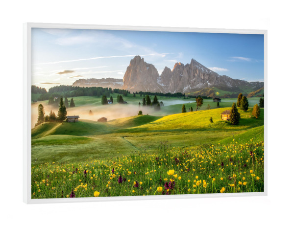 Poster mit weißem Rahmen "Frühling auf der Seiser Alm" artboxONE - Natur,Reise