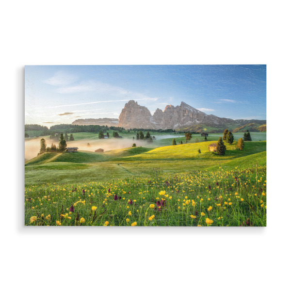 Holzbild "Frühling auf der Seiser Alm" artboxONE - Natur,Reise