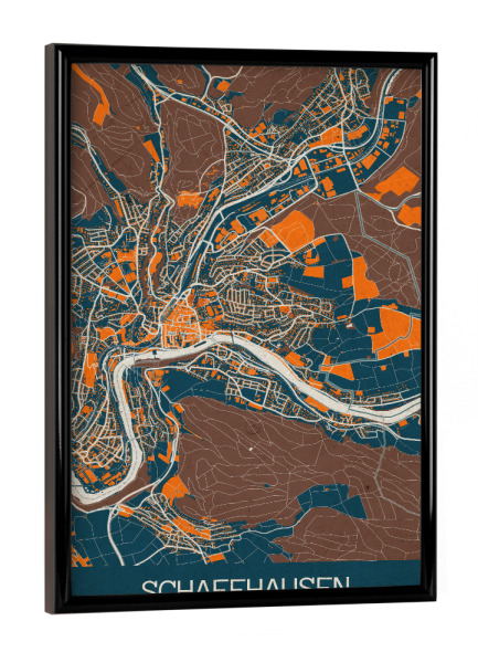 Poster mit schwarzem Rahmen "Schaffhausen Vintage Map" artboxONE - Städte / Weitere,Kartografie
