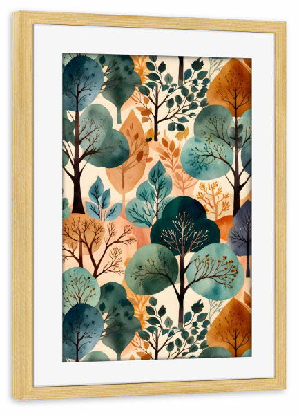 Poster mit Rahmen kiefer "Bezaubernde Herbstbäume" artboxONE - Natur
