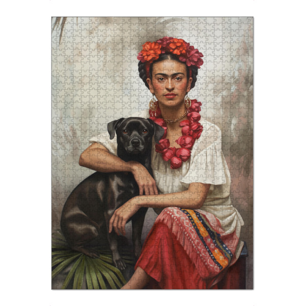 Puzzle Ravensburger "Botanische Frida mit Hund" artboxONE - Floral,Tiere,Menschen