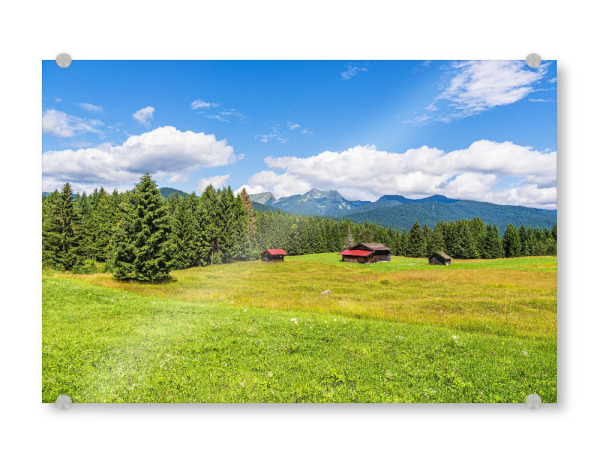 Acrylglasbild "Heuhütten in Bayern" artboxONE - Natur,Reise,Architektur