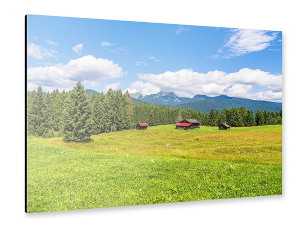 Alu-Dibond "Heuhütten in Bayern" 75x50 cm artboxONE