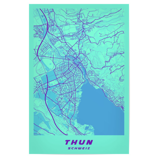 Poster "Thun Stadtplan" artboxONE - Städte / Weitere,Kartografie