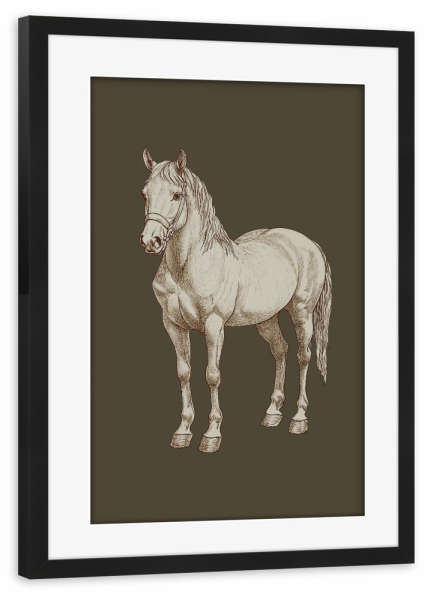 Poster mit Rahmen schwarz "Vintage Horse" artboxONE - Natur,Tiere,Sport