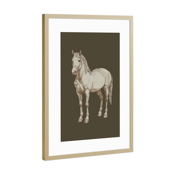 Poster mit Rahmen Gold "Vintage Horse" artboxONE - Natur,Tiere,Sport