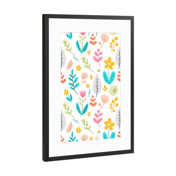 Poster mit Rahmen Schwarz (Metallic) "Blühende Botanische" artboxONE - Floral