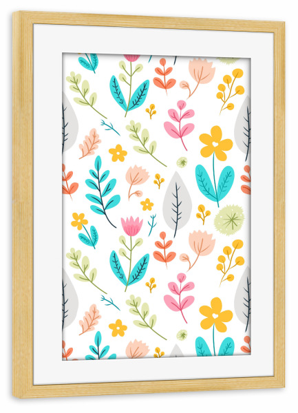 Poster mit Rahmen kiefer "Blühende Botanische" artboxONE - Floral