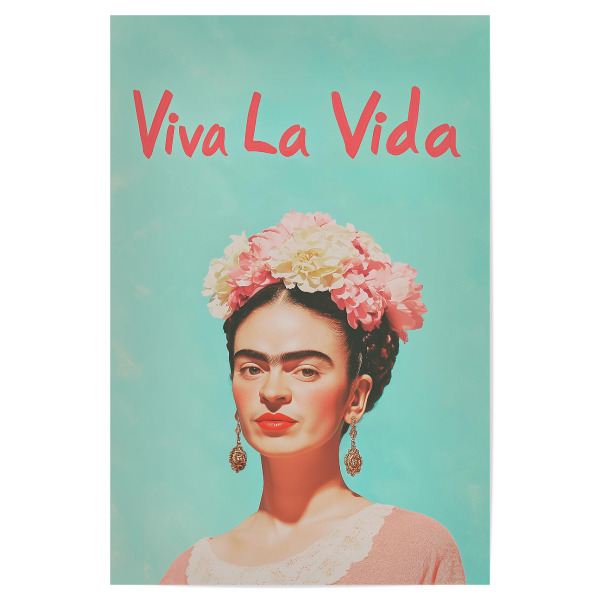 Poster 30x20 cm "Frida Kahlo Sommerliche Eleganz" artboxONE - Typografie,Floral,Menschen
