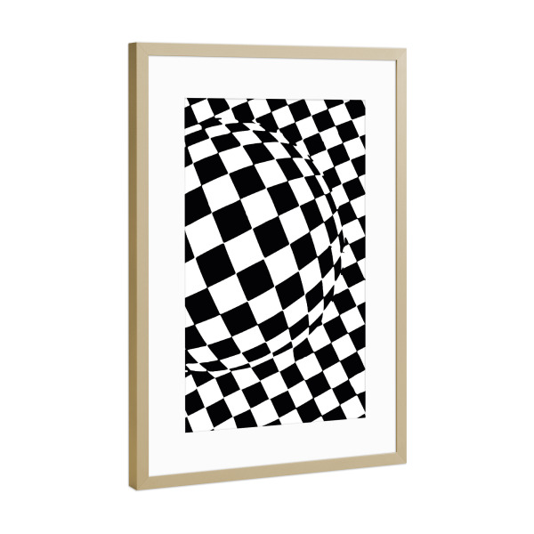 Poster mit Rahmen Gold "Chessboard" artboxONE - Abstrakt