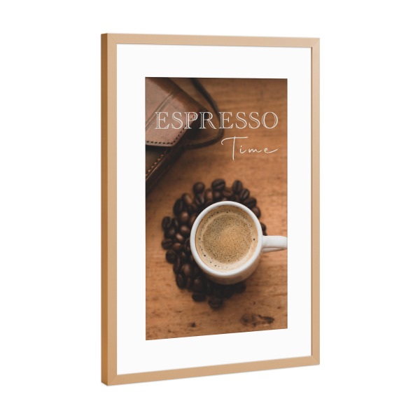Poster mit Rahmen Kupfer "Fotografischer Espresso-Moment" artboxONE - Typografie,Natur,Essen & Trinken