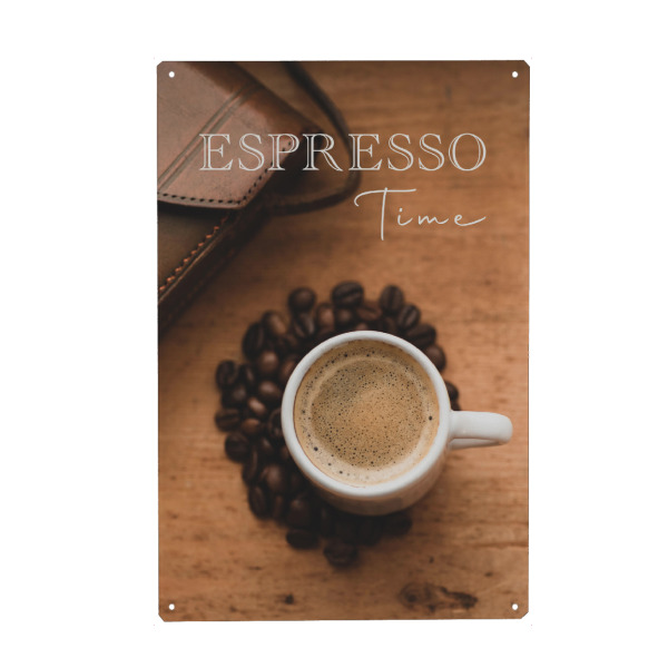 Metall Poster "Fotografischer Espresso-Moment" artboxONE - Typografie,Natur,Essen & Trinken