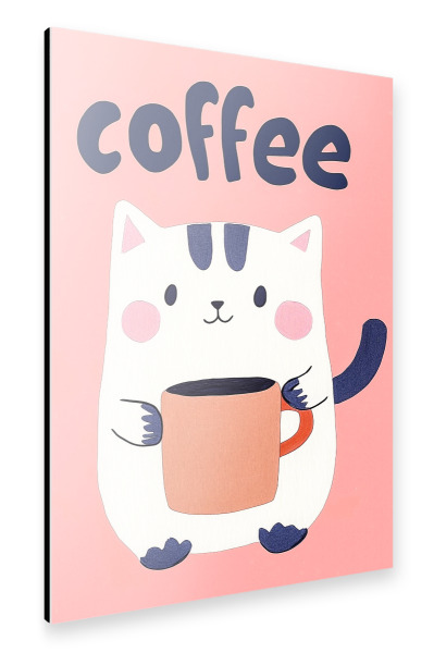 Alu-Dibond "Kaffeepause mit niedlicher Katze" 30x20 cm artboxONE