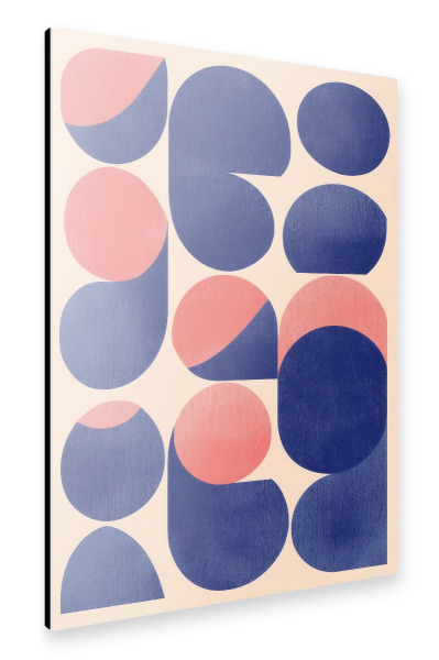 Alu-Dibond "Geometric art with blue and pink" 30x20 cm artboxONE