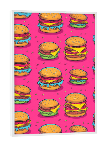 Poster mit weißem Rahmen "Popart Doppel-whopper" artboxONE - Essen & Trinken,Abstrakt,Essen & Trinken / Obst & Gemüse