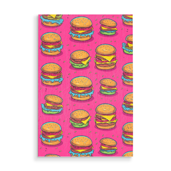 Holzbild "Popart Doppel-whopper" artboxONE - Essen & Trinken,Abstrakt,Essen & Trinken / Obst & Gemüse