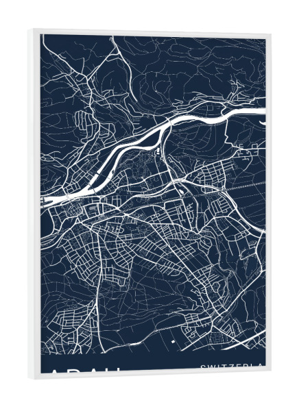 Poster mit weißem Rahmen "Aarau Karte Schweiz" artboxONE - Städte / Weitere,Kartografie