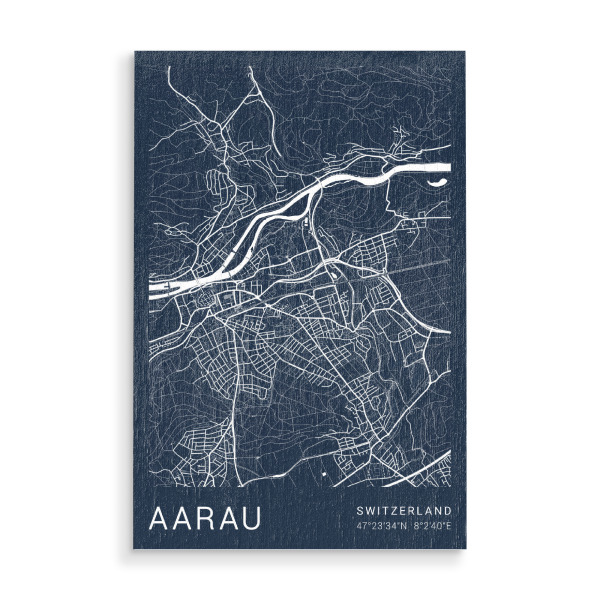 Holzbild "Aarau Karte Schweiz" artboxONE - Städte / Weitere,Kartografie