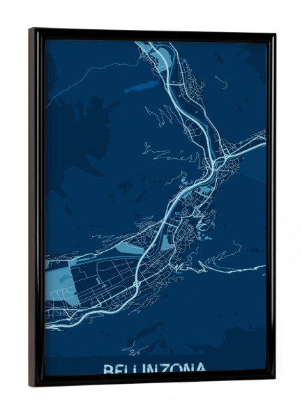 Poster mit schwarzem Rahmen "City Bellinzona Map" artboxONE - Städte / Weitere,Kartografie