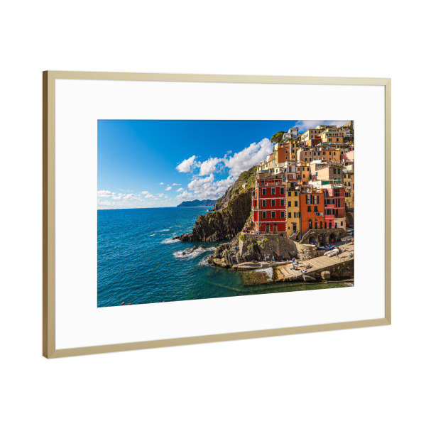 Poster mit Rahmen Gold "Dorf Riomaggiore in Italien" artboxONE - Natur,Reise,Architektur,Reise / Strand und Meer,Reise / Länder