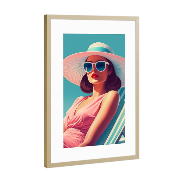 Poster mit Rahmen Gold "1950 Hollywood Glamour Girl No2" artboxONE - Reise,Menschen,Reise / Strand und Meer