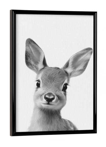 Poster mit schwarzem Rahmen "Bambi niedlicher Reh" artboxONE - Natur,Für Kinder,Tiere