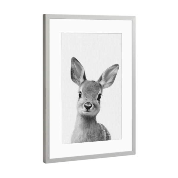 Poster mit Rahmen Silber "Bambi niedlicher Reh" artboxONE - Natur,Für Kinder,Tiere