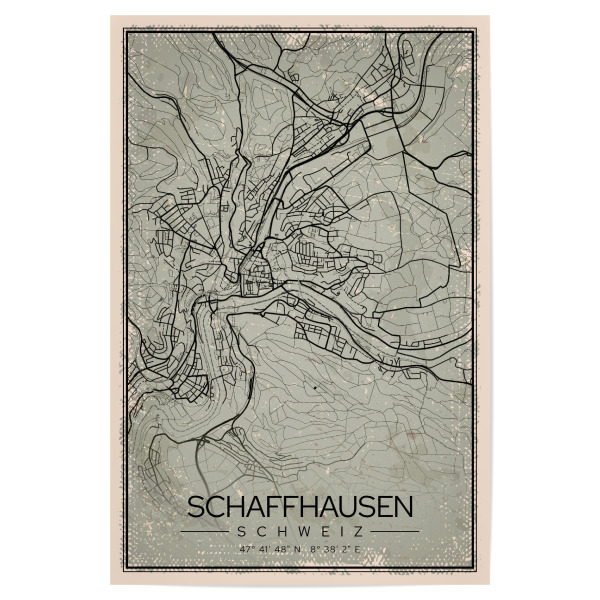 Poster "Schaffhausen Retro Map" artboxONE - Städte / Weitere,Kartografie
