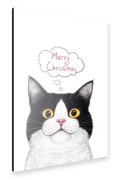Alu-Dibond "Katze Frohe Weihnachten" 30x20 cm artboxONE