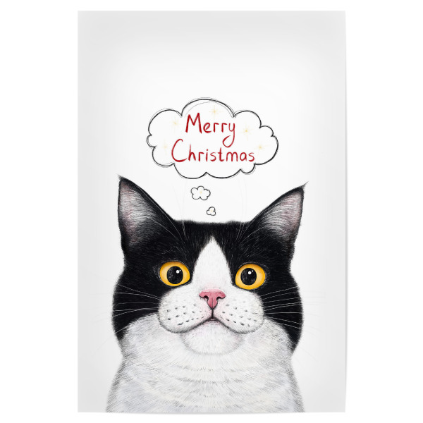 Poster 30x20 cm "Katze Frohe Weihnachten" artboxONE - Für Kinder,Tiere,Weihnachten,Für Mama,Lustig