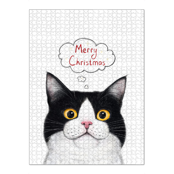 Puzzle Ravensburger "Katze Frohe Weihnachten" artboxONE - Für Kinder,Tiere,Weihnachten,Für Mama,Lustig