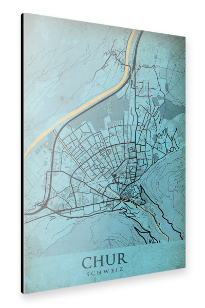Alu-Dibond "Vintage City Chur" 30x20 cm artboxONE