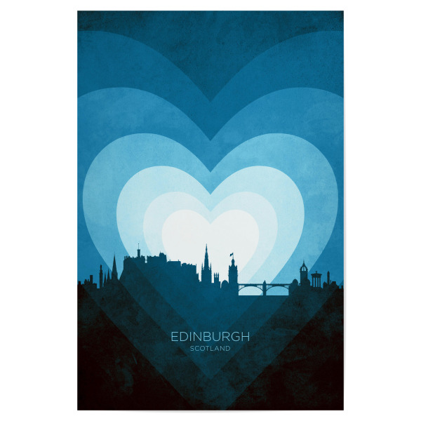 Poster 30x20 cm "Edinburgh Skyline Herzblau" artboxONE - Städte