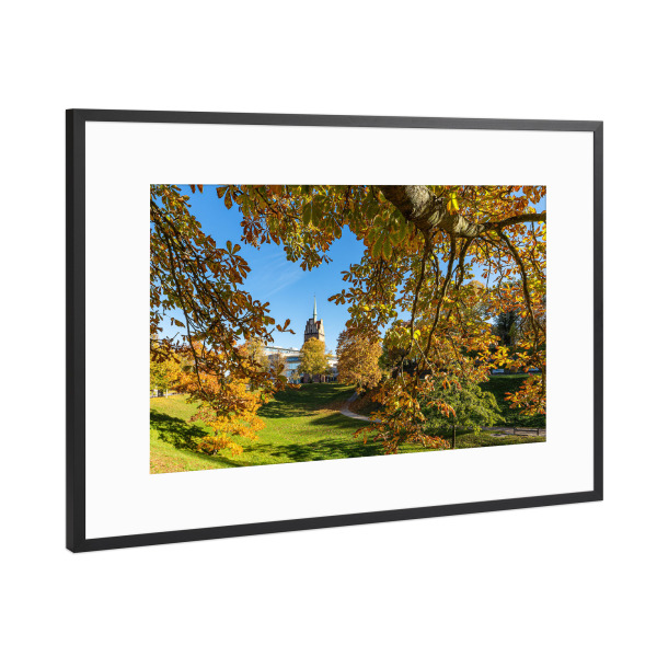 Poster mit Rahmen Schwarz (Metallic) "Kröpeliner Tor und Bäume" artboxONE - Städte,Natur,Reise,Architektur