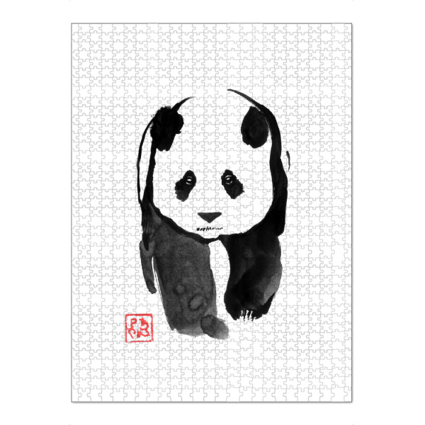 Puzzle Ravensburger "Panda gerade gehen" artboxONE - Tiere,Schwarzweiß - Panda,Sumie,Japan,Tier,Bär,Schwarzweiß - Bild panda