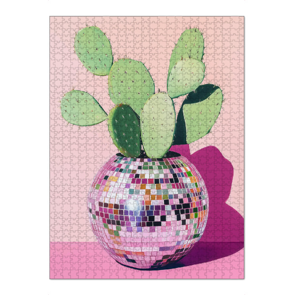 Puzzle Ravensburger "Discokugel mit Kaktus" artboxONE - Natur,Floral,Fashion