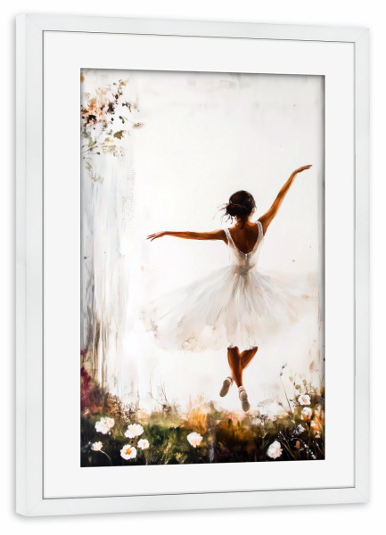 Poster mit Rahmen weiß "Balletttänzer f" artboxONE - Menschen - Balletttänzer,Tänzer,Tanzen,Ballett,Ballerina,Malerei