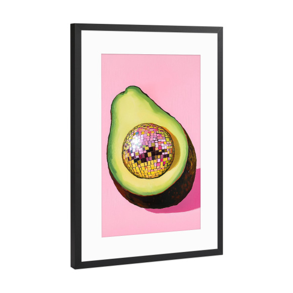 Poster mit Rahmen Schwarz (Metallic) "Discokugel mit Avocado" artboxONE - Natur,Essen & Trinken,Essen & Trinken / Obst & Gemüse