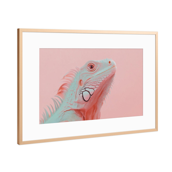 Poster mit Rahmen Kupfer "Pink Leguan Porträt" artboxONE - Natur,Tiere,Reise / Länder