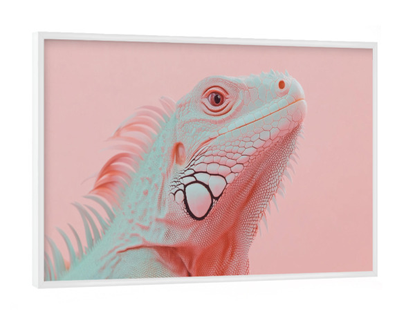 Poster mit weißem Rahmen "Pink Leguan Porträt" artboxONE - Natur,Tiere,Reise / Länder