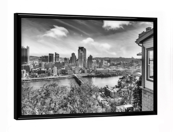 Poster mit schwarzem Rahmen "Pittsburgh Monongahela Incline" artboxONE - Reise,Schwarzweiß,Architektur,Städte / Weitere