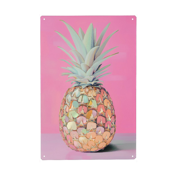 Metall Poster "Disco Ananas pink" artboxONE - Natur,Essen & Trinken,Essen & Trinken / Obst & Gemüse