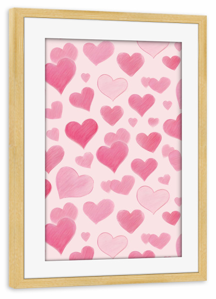 Poster mit Rahmen kiefer "Rosa Liebesherzen" artboxONE - Abstrakt,Liebe