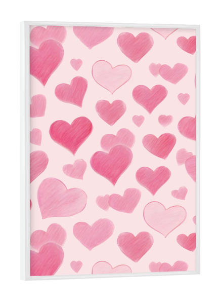 Poster mit weißem Rahmen "Rosa Liebesherzen" artboxONE - Abstrakt,Liebe