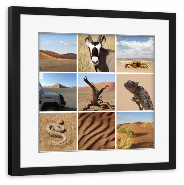 Poster mit Rahmen schwarz "Namibia Collage" artboxONE - Natur,Reise,Tiere,Reise / Afrika,Reise / Länder